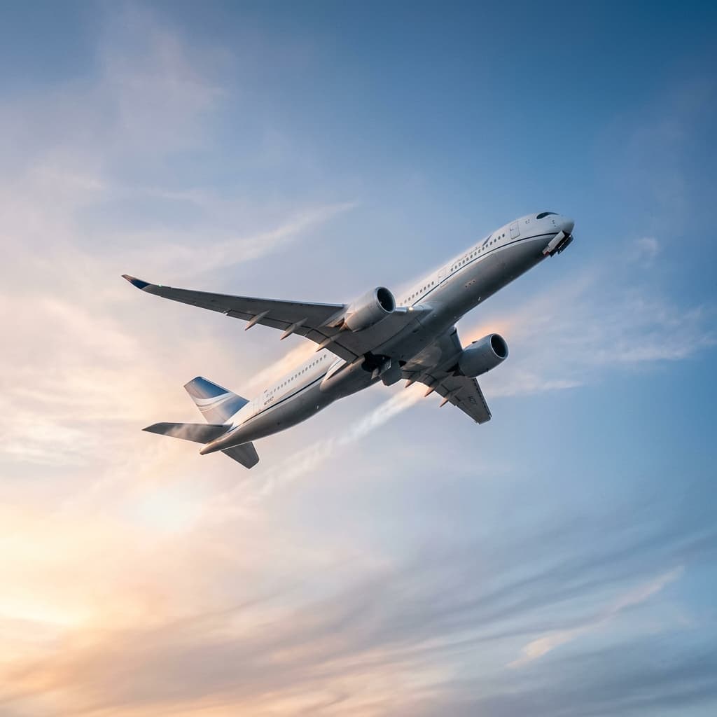 Climbing airplane background