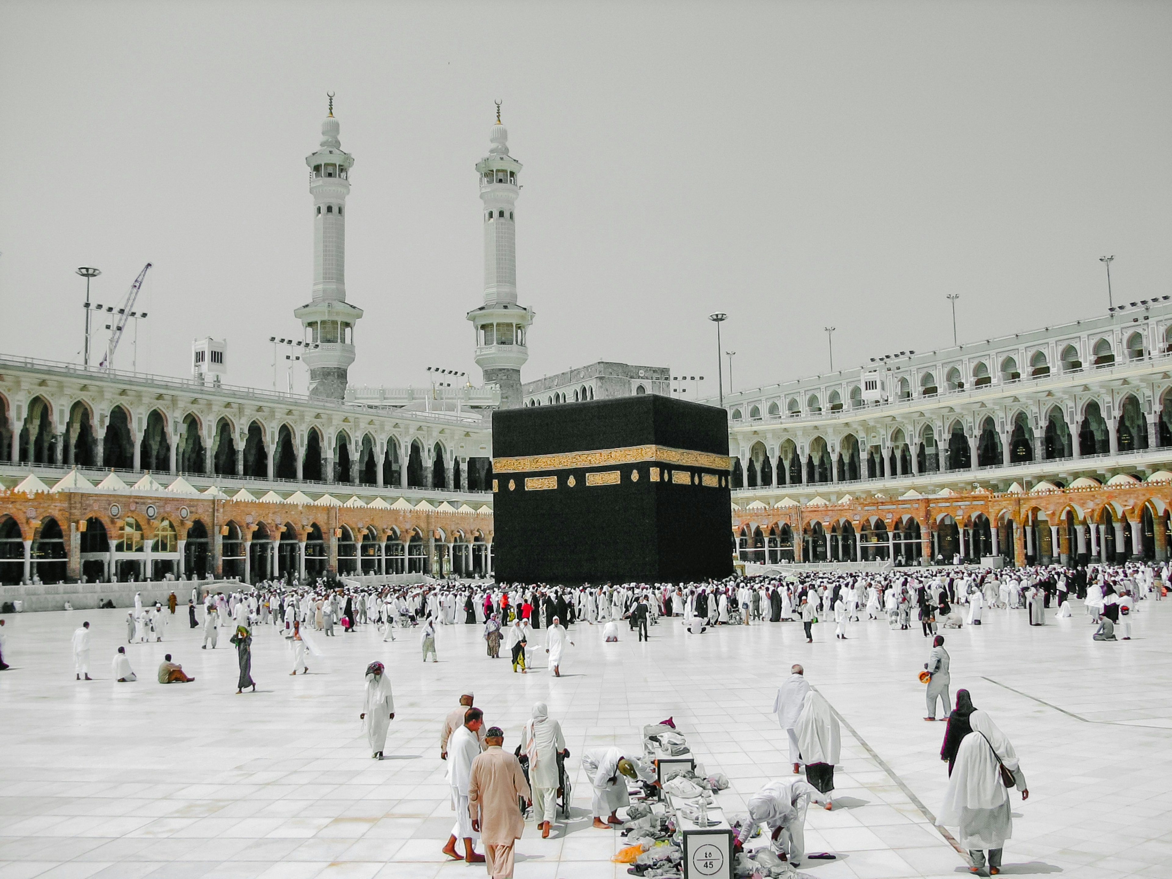 Holy Kaaba with gold embroidered Kiswah in Makkah